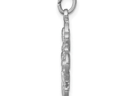 Sterling Silver Platinum-plated Satin 4-way Medal
