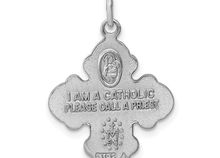 Sterling Silver Platinum-plated Satin 4-way Medal