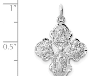 Sterling Silver Platinum-plated Satin 4-way Medal
