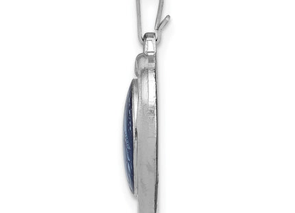 Sterling Silver Platinum-plated Miraculous Heart Medal (Style QC3504)