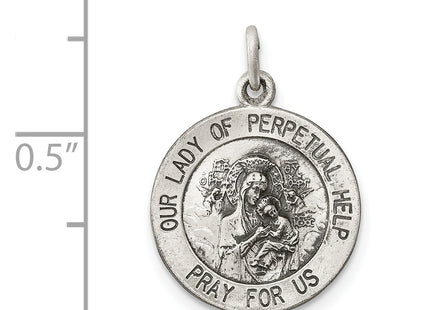 Sterling Silver Antiqued Our Lady of Perpetual Help Medal