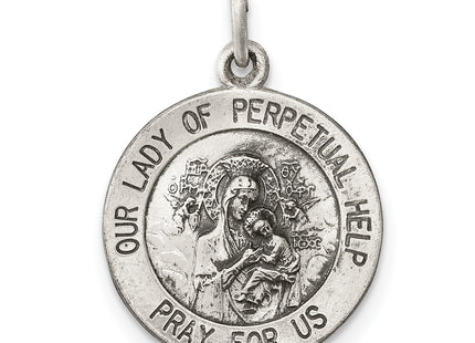 Sterling Silver Antiqued Our Lady of Perpetual Help Medal