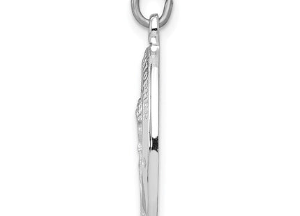 Sterling Silver Platinum-plated St. Christopher Medal (Style QC3553)