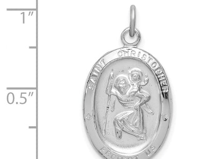 Sterling Silver Platinum-plated St. Christopher Medal (Style QC3553)