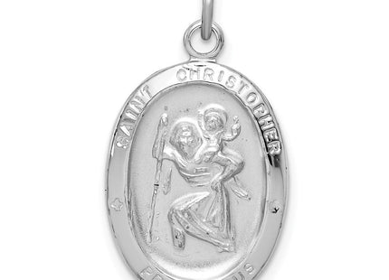 Sterling Silver Platinum-plated St. Christopher Medal (Style QC3553)