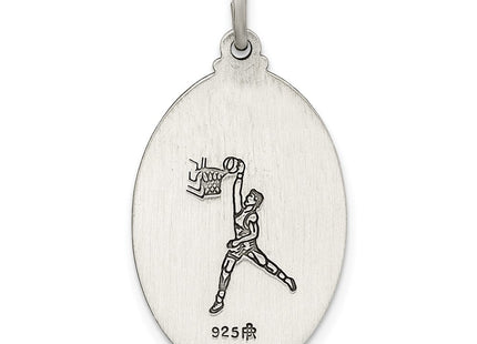 Sterling Silver Antiqued St. Christopher Basketball Medal (Style QC3567)