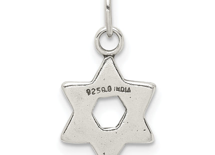 Sterling Silver Antiqued Star of David Charm, 12 x 10mm