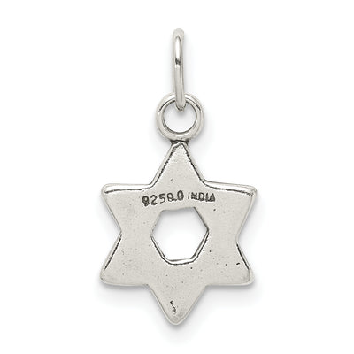 Sterling Silver Antiqued Star of David Charm, 12 x 10mm