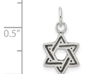 Sterling Silver Antiqued Star of David Charm, 12 x 10mm