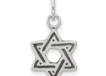 Sterling Silver Antiqued Star of David Charm, 12 x 10mm