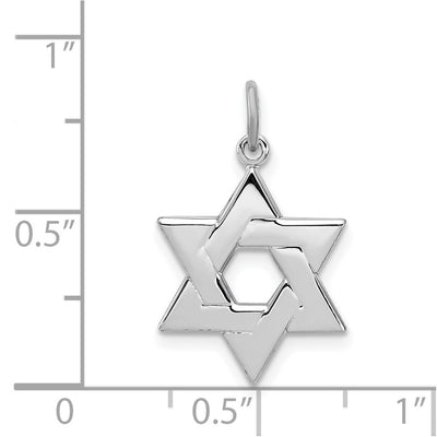 Sterling Silver Platinum-plated Star of David Charm, 18 x 14mm