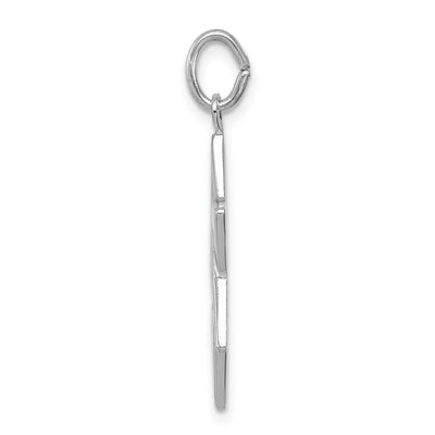 Sterling Silver Platinum-plated Star of David Charm, 24 x 20mm