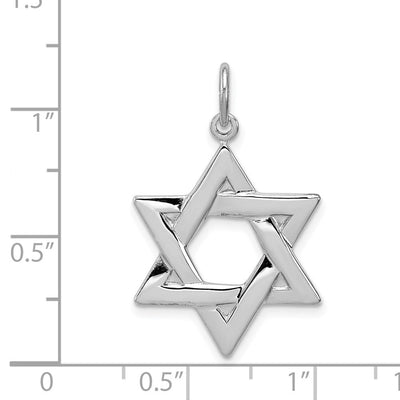 Sterling Silver Platinum-plated Star of David Charm, 24 x 20mm