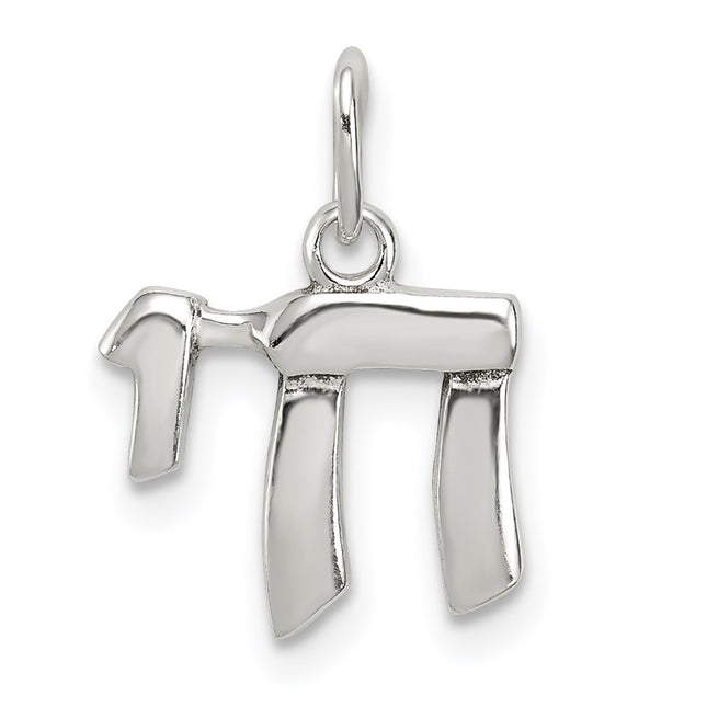Sterling Silver Chai (Life) Charm, 12 x 11mm