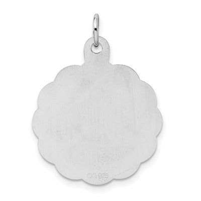 Sterling Silver Rhodium-plated Confirmation Disc Charm, 25 x 23mm
