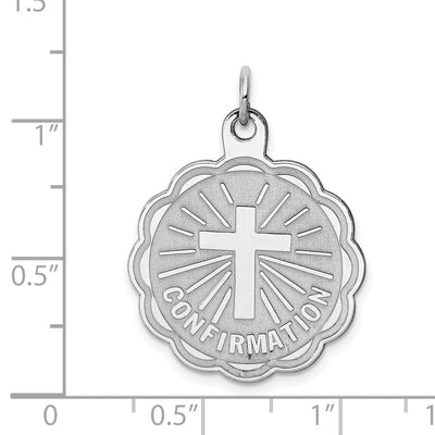 Sterling Silver Rhodium-plated Confirmation Disc Charm, 25 x 23mm