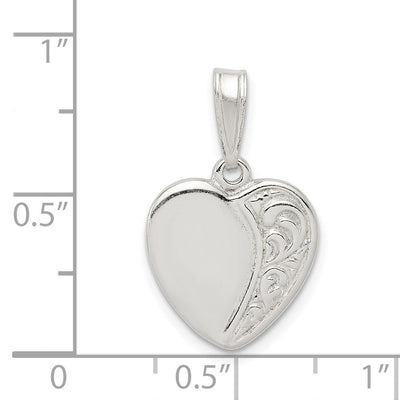 Sterling Silver Heart Pendant, 16 x 15mm