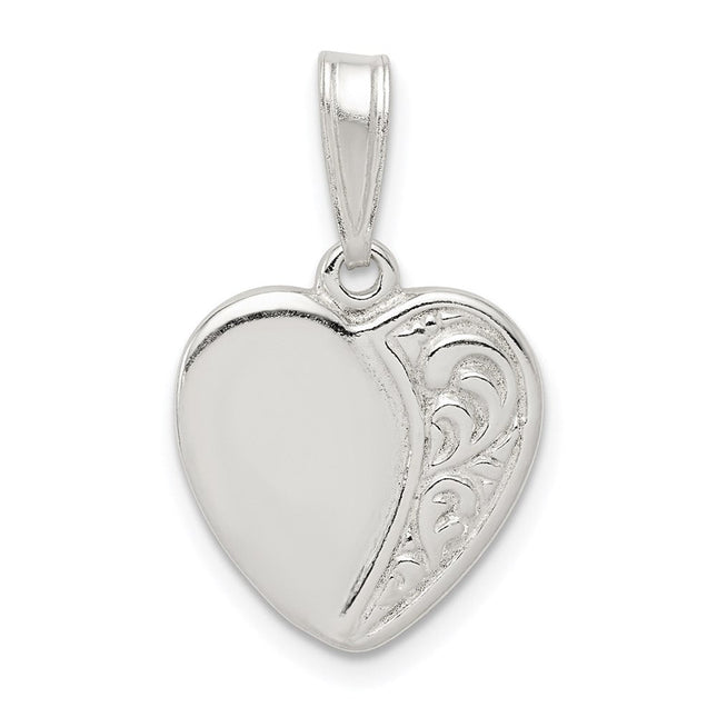 Sterling Silver Heart Pendant, 16 x 15mm