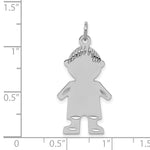 Sterling Silver Rhodium-plated Engravable Boy Polished Disc Charm view 4