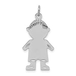 Sterling Silver Rhodium-plated Engravable Boy Polished Disc Charm view 1