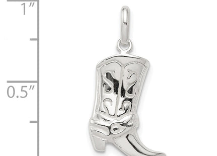 Sterling Silver Cowboy Boot Charm (Style QC3846)