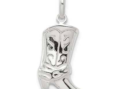 Sterling Silver Cowboy Boot Charm (Style QC3846)