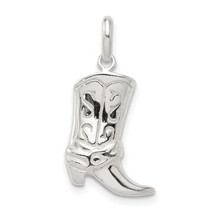 Sterling Silver Cowboy Boot Charm (Style QC3846)