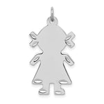 Sterling S. Rh-plt Engravable Girl Polished Front/Satin Back Disc Charm view 1