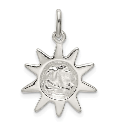 Sterling Silver Sun Charm, 25 x 17mm
