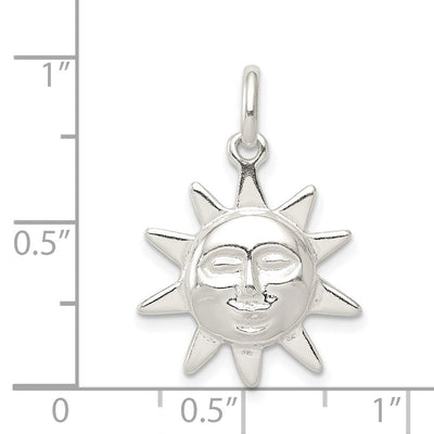 Sterling Silver Sun Charm, 25 x 17mm