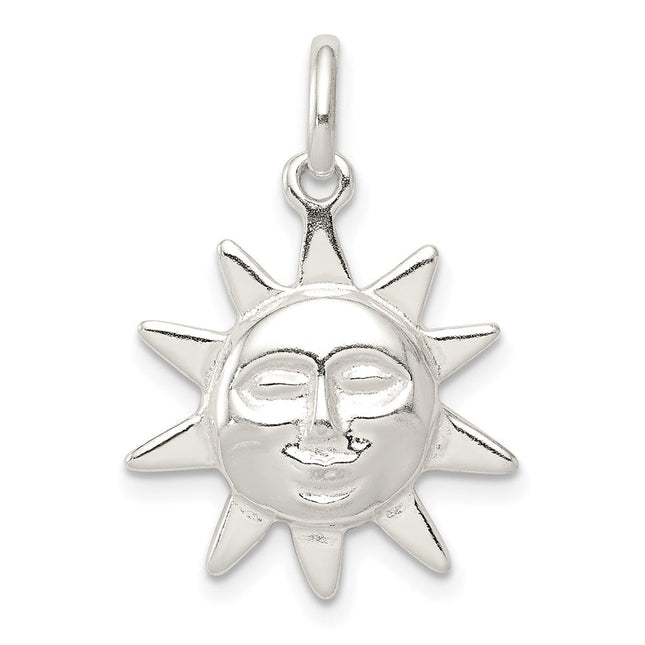 Sterling Silver Sun Charm, 25 x 17mm