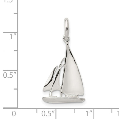 Sterling Silver Sailboat Charm, 23 x 17mm