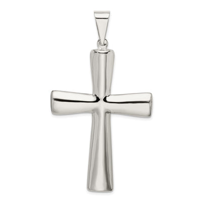Sterling Silver Rhodium-plated Hollow Cross Pendant, 62 x 38mm