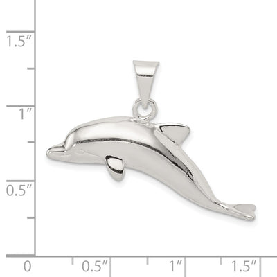 Sterling Silver Dolphin Pendant, 25 x 38mm