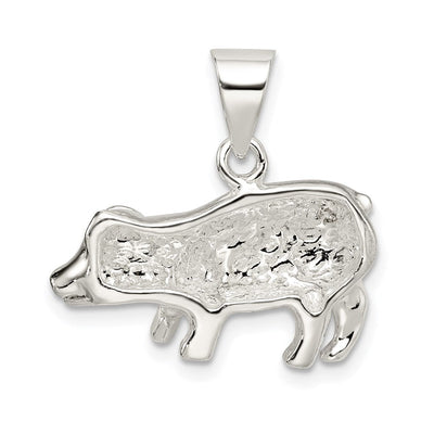 Sterling Silver Pig Charm, 15 x 24mm