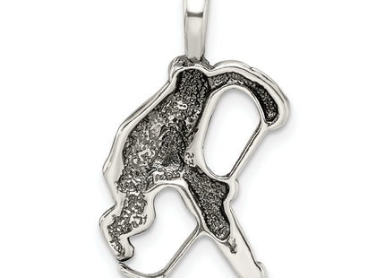 Sterling Silver Antiqued Hockey Player Charm