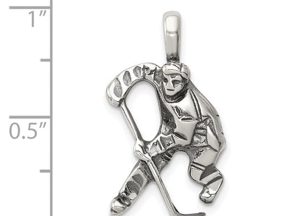 Sterling Silver Antiqued Hockey Player Charm