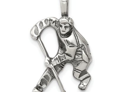 Sterling Silver Antiqued Hockey Player Charm