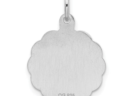 Sterling Silver Rhodium-plated Brocaded Letter Initial Charm, 22 x 16mm