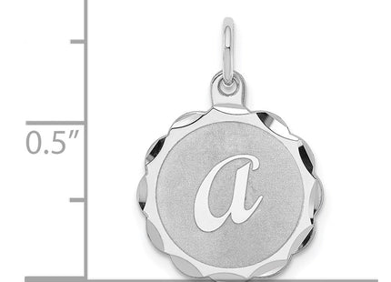 Sterling Silver Rhodium-plated Brocaded Letter Initial Charm, 22 x 16mm