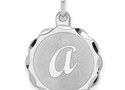 Sterling Silver Rhodium-plated Brocaded Letter Initial Charm (Small)