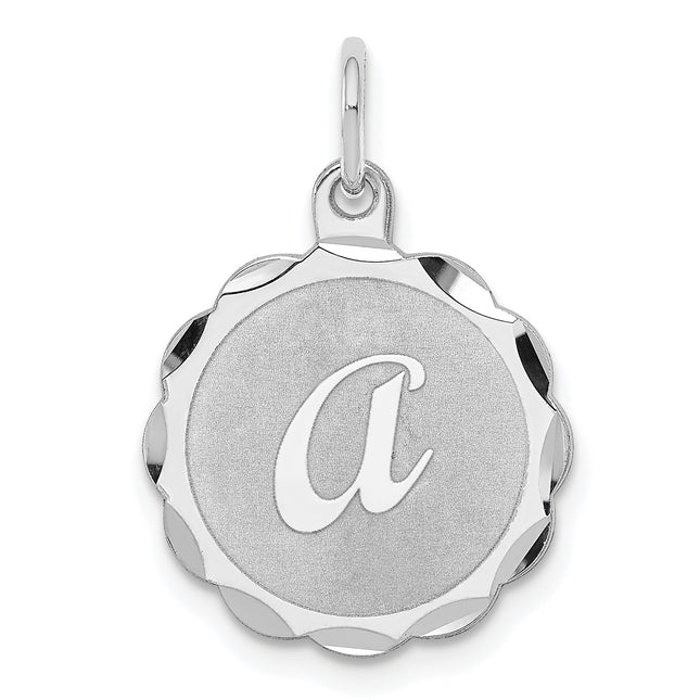 Sterling Silver Rhodium-plated Brocaded Letter Initial Charm (Small)
