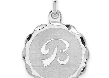Sterling Silver Rhodium-plated Brocaded Letter Initial Charm (Small)