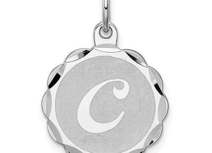 Sterling Silver Rhodium-plated Brocaded Letter Initial Charm (Small)