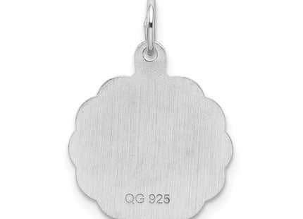 Sterling Silver Rhodium-plated Brocaded Letter D Initial Charm