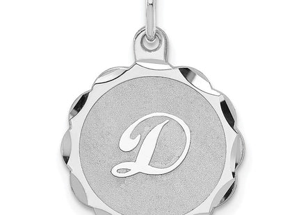 Sterling Silver Rhodium-plated Brocaded Letter D Initial Charm
