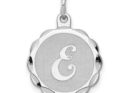 Sterling Silver Rhodium-plated Brocaded Letter Initial Charm (Small)