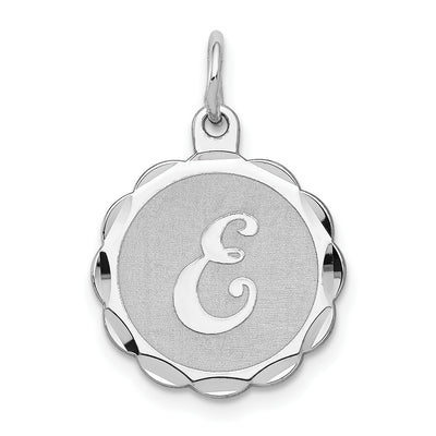 Sterling Silver Rhodium-plated Brocaded Letter Initial Charm, 22 x 16mm