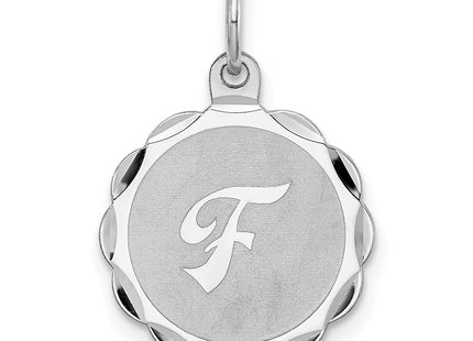 Sterling Silver Rhodium-plated Brocaded Letter Initial Charm (Small)