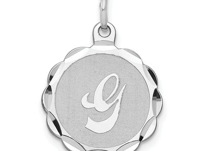 Sterling Silver Rhodium-plated Brocaded Letter Initial Charm (Small)